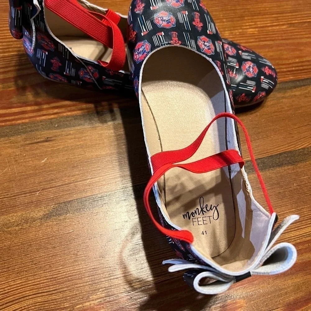 Monkey Feet Women's Red Firefighter‎ Ballet Flats Size 41/10